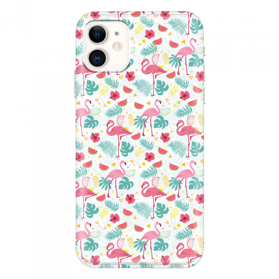 APPLE - iPhone 11 - Soft Clear Case - Tropical Flamingo II