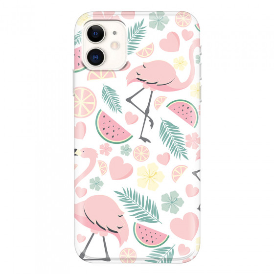 APPLE - iPhone 11 - Soft Clear Case - Tropical Flamingo III