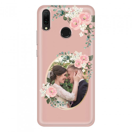 HUAWEI - Y9 2019 - Soft Clear Case - Pink Floral Mirror Photo