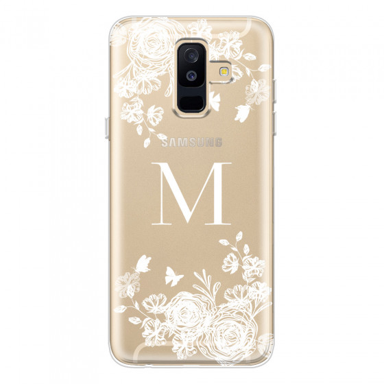 SAMSUNG - Galaxy A6 Plus 2018 - Soft Clear Case - White Lace Monogram