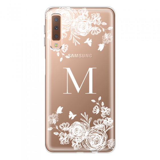 SAMSUNG - Galaxy A7 2018 - Soft Clear Case - White Lace Monogram