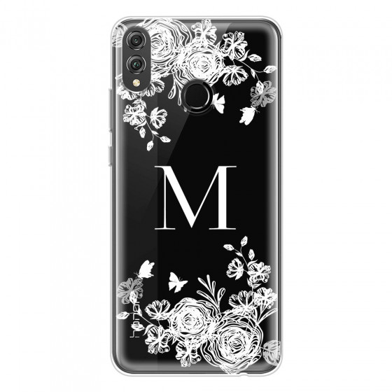HONOR - Honor 8X - Soft Clear Case - White Lace Monogram