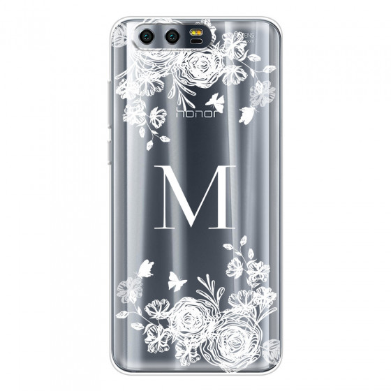 HONOR - Honor 9 - Soft Clear Case - White Lace Monogram