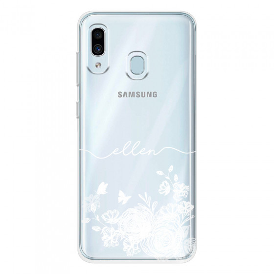 SAMSUNG - Galaxy A20 / A30 - Soft Clear Case - Handwritten White Lace