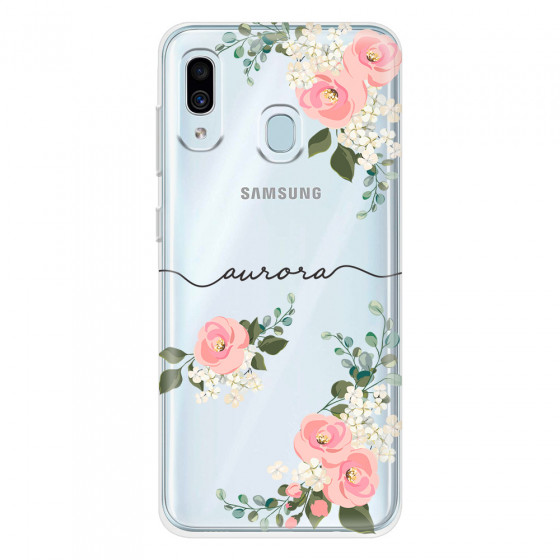 SAMSUNG - Galaxy A20 / A30 - Soft Clear Case - Pink Floral Handwritten