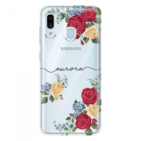 SAMSUNG - Galaxy A20 / A30 - Soft Clear Case - Red Floral Handwritten