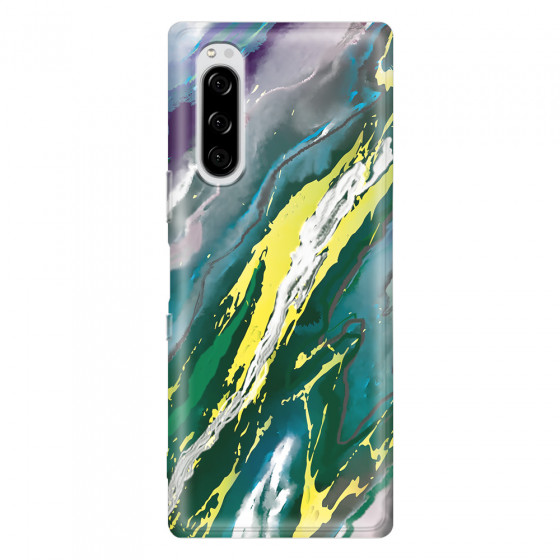 SONY - Sony Xperia 5 - Soft Clear Case - Marble Rainforest Green