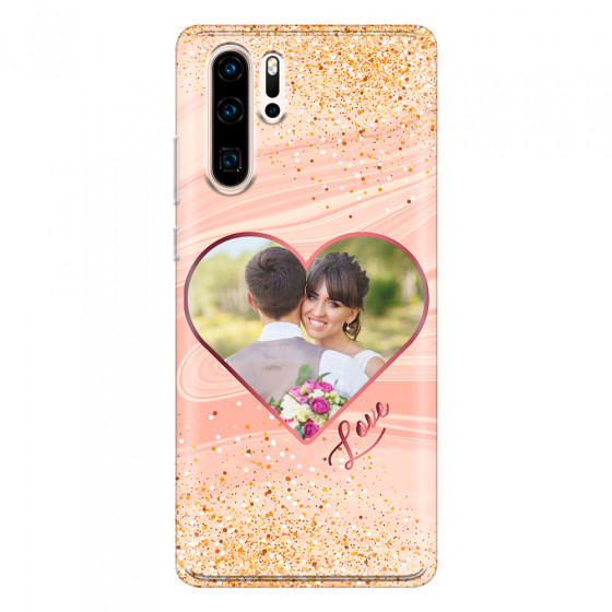 HUAWEI - P30 Pro - Soft Clear Case - Glitter Love Heart Photo