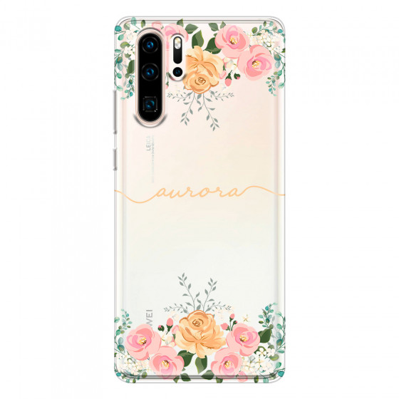 HUAWEI - P30 Pro - Soft Clear Case - Gold Floral Handwritten