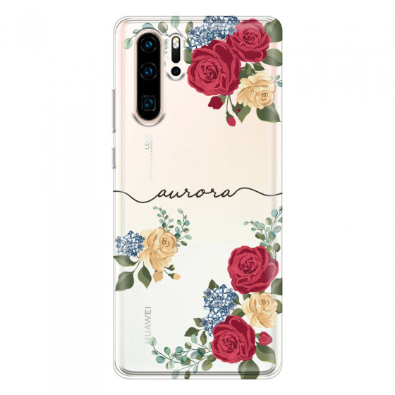 HUAWEI - P30 Pro - Soft Clear Case - Red Floral Handwritten
