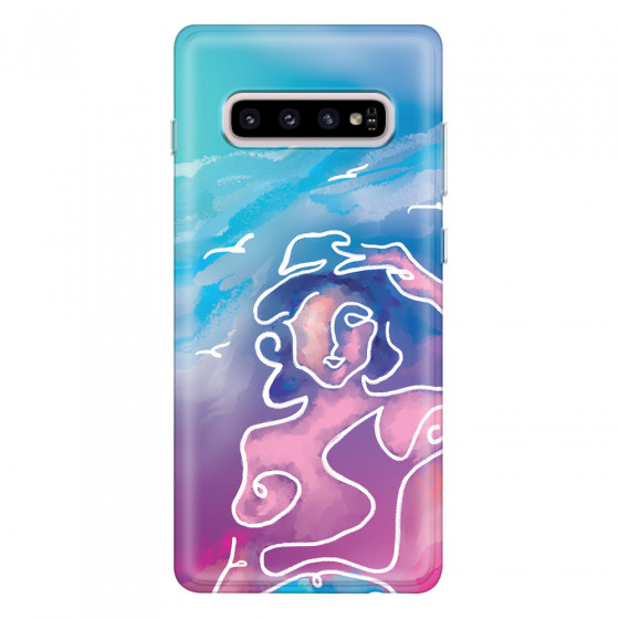 SAMSUNG - Galaxy S10 - Soft Clear Case - Lady With Seagulls