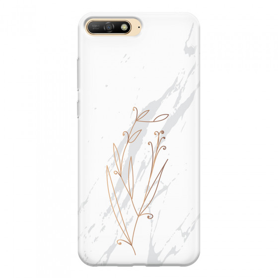 HUAWEI - Y6 2018 - Soft Clear Case - White Marble Flowers