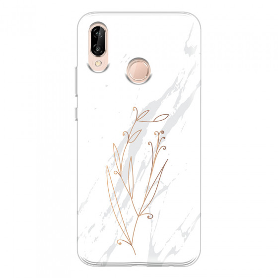 HUAWEI - P20 Lite - Soft Clear Case - White Marble Flowers