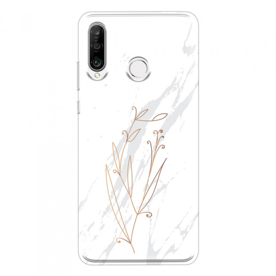 HUAWEI - P30 Lite - Soft Clear Case - White Marble Flowers