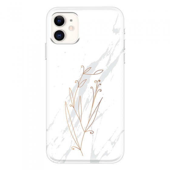 APPLE - iPhone 11 - Soft Clear Case - White Marble Flowers