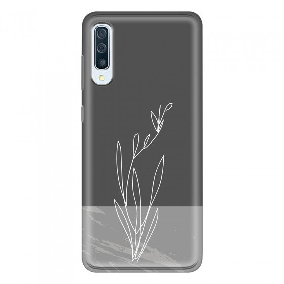 SAMSUNG - Galaxy A50 - Soft Clear Case - Dark Grey Marble Flower