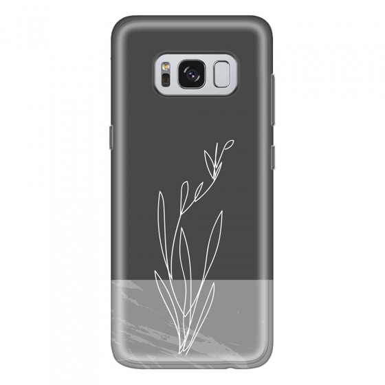 SAMSUNG - Galaxy S8 Plus - Soft Clear Case - Dark Grey Marble Flower