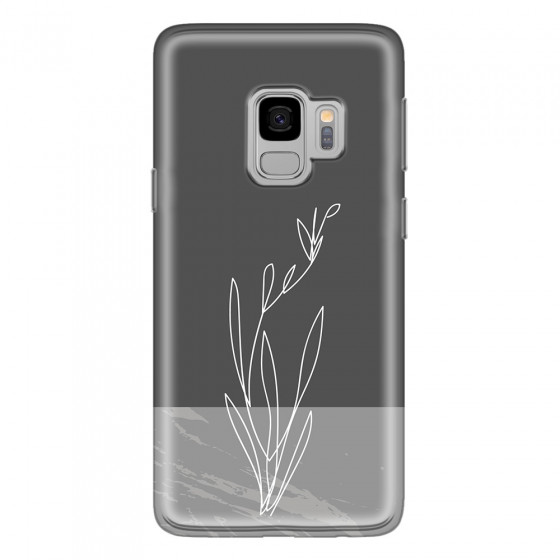 SAMSUNG - Galaxy S9 - Soft Clear Case - Dark Grey Marble Flower