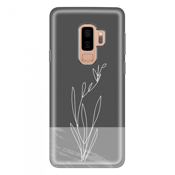 SAMSUNG - Galaxy S9 Plus 2018 - Soft Clear Case - Dark Grey Marble Flower