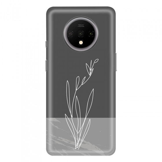 ONEPLUS - OnePlus 7T - Soft Clear Case - Dark Grey Marble Flower