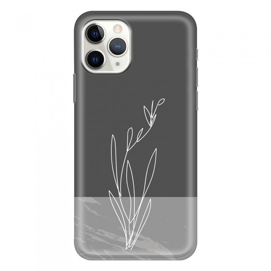 APPLE - iPhone 11 Pro - Soft Clear Case - Dark Grey Marble Flower