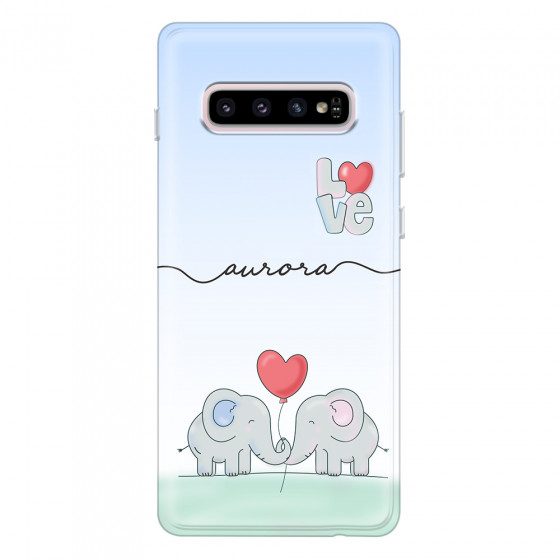 SAMSUNG - Galaxy S10 - Soft Clear Case - Elephants in Love