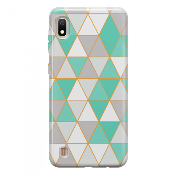 SAMSUNG - Galaxy A10 - Soft Clear Case - Green Triangle Pattern