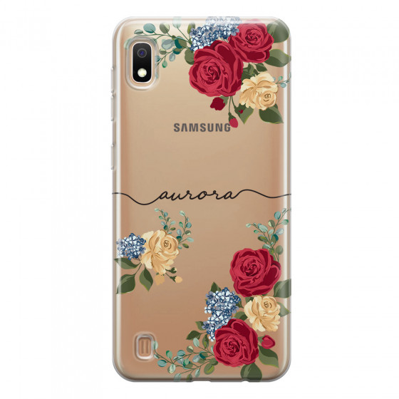 SAMSUNG - Galaxy A10 - Soft Clear Case - Red Floral Handwritten