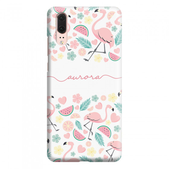 HUAWEI - P20 - 3D Snap Case - Clear Flamingo Handwritten