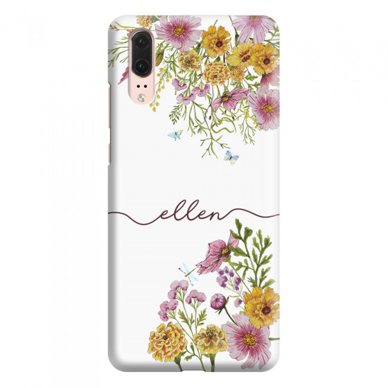HUAWEI - P20 - 3D Snap Case - Meadow Garden with Monogram Red