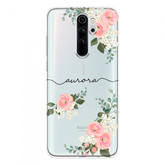 XIAOMI - Xiaomi Redmi Note 8 Pro - Soft Clear Case - Pink Floral Handwritten