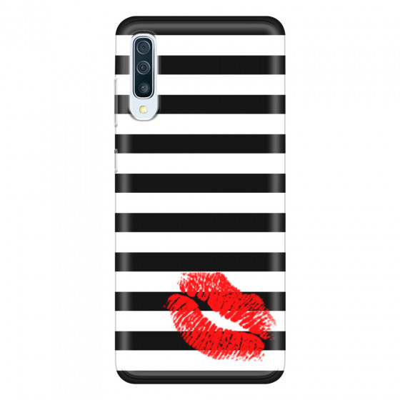 SAMSUNG - Galaxy A70 - Soft Clear Case - B&W Lipstick