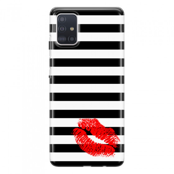 SAMSUNG - Galaxy A51 - Soft Clear Case - B&W Lipstick
