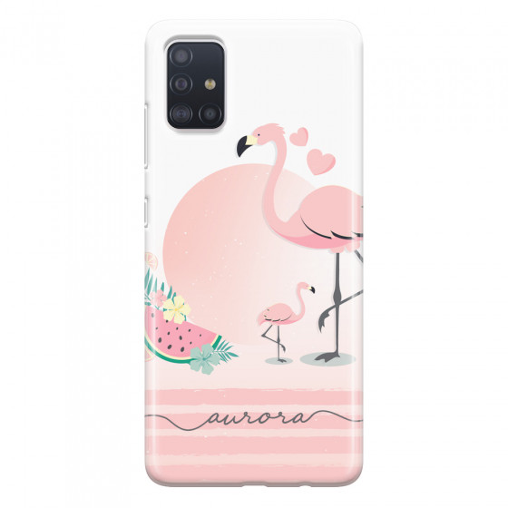 SAMSUNG - Galaxy A51 - Soft Clear Case - Flamingo Vibes Handwritten