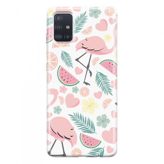 SAMSUNG - Galaxy A51 - Soft Clear Case - Tropical Flamingo III