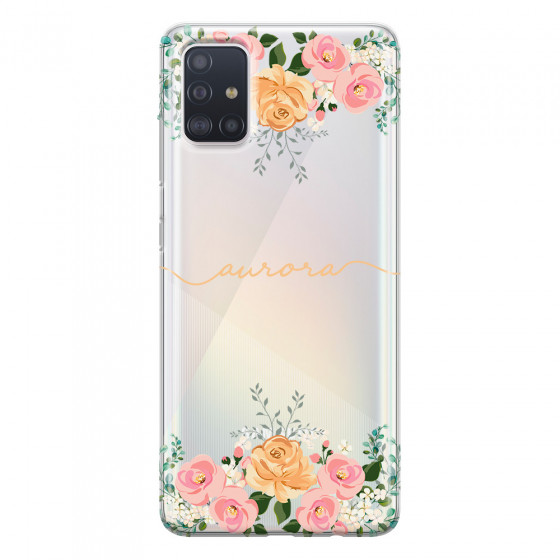 SAMSUNG - Galaxy A71 - Soft Clear Case - Gold Floral Handwritten