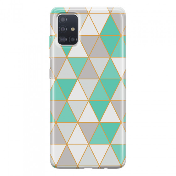 SAMSUNG - Galaxy A71 - Soft Clear Case - Green Triangle Pattern