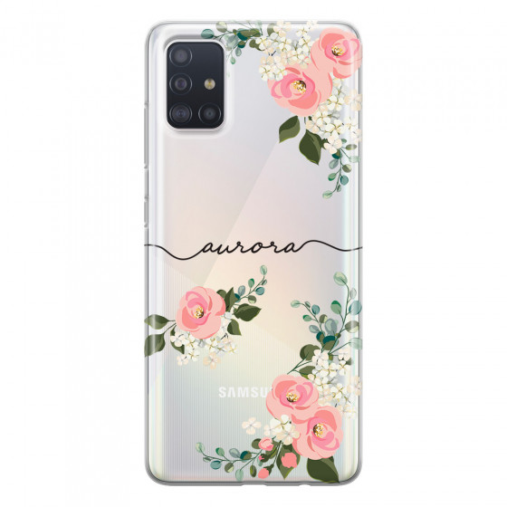 SAMSUNG - Galaxy A71 - Soft Clear Case - Pink Floral Handwritten