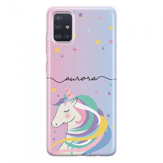 SAMSUNG - Galaxy A71 - Soft Clear Case - Pink Unicorn Handwritten