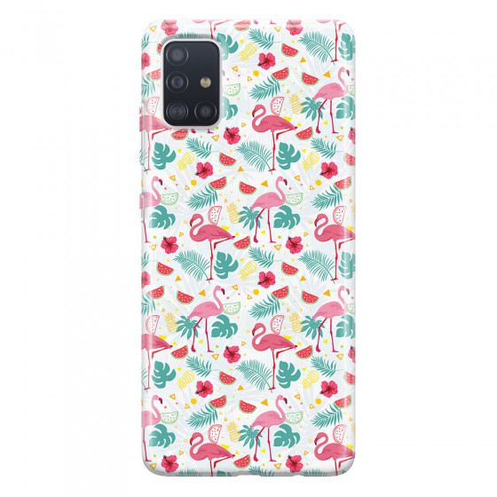 SAMSUNG - Galaxy A71 - Soft Clear Case - Tropical Flamingo II