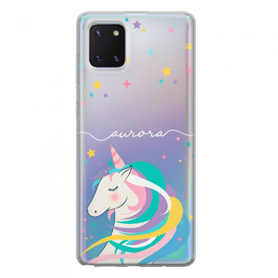 SAMSUNG - Galaxy Note 10 Lite - Soft Clear Case - Clear Unicorn Handwritten White