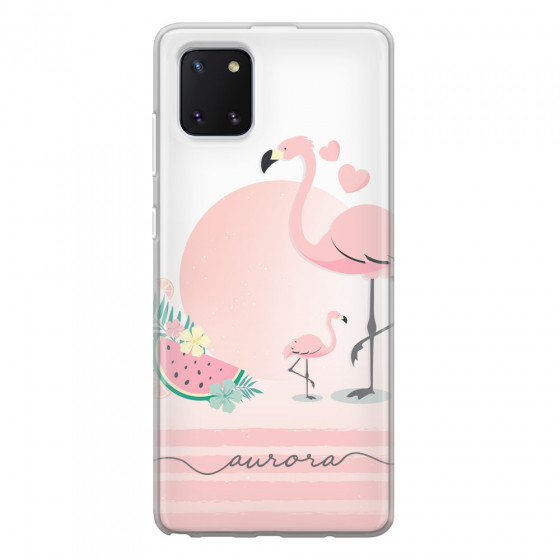 SAMSUNG - Galaxy Note 10 Lite - Soft Clear Case - Flamingo Vibes Handwritten