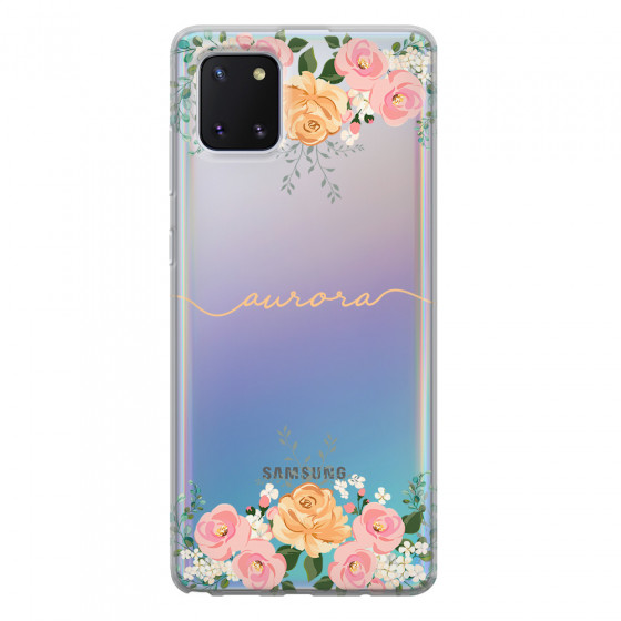 SAMSUNG - Galaxy Note 10 Lite - Soft Clear Case - Gold Floral Handwritten