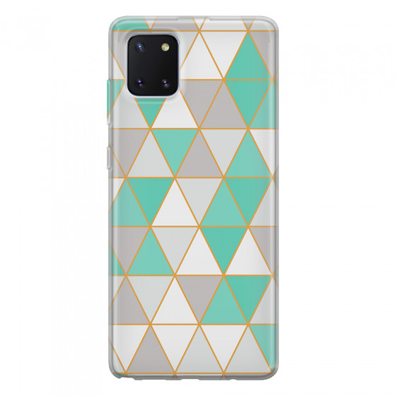 SAMSUNG - Galaxy Note 10 Lite - Soft Clear Case - Green Triangle Pattern