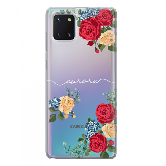 SAMSUNG - Galaxy Note 10 Lite - Soft Clear Case - Red Floral Handwritten Light 
