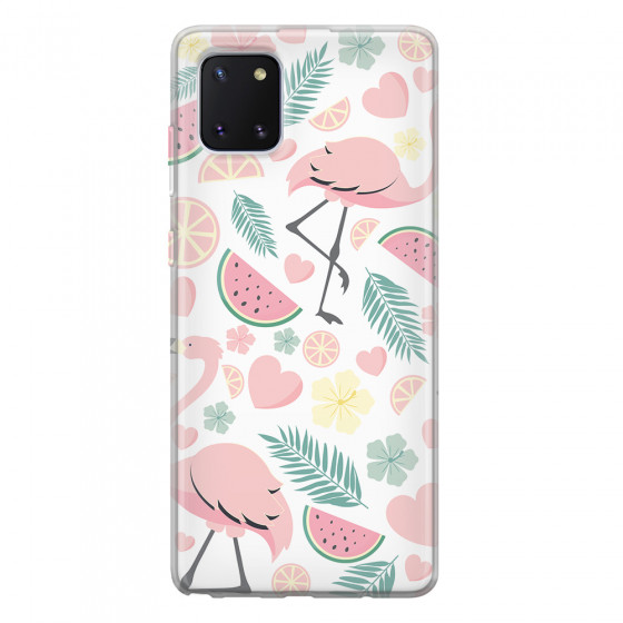 SAMSUNG - Galaxy Note 10 Lite - Soft Clear Case - Tropical Flamingo III