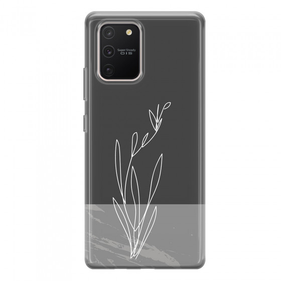 SAMSUNG - Galaxy S10 Lite - Soft Clear Case - Dark Grey Marble Flower
