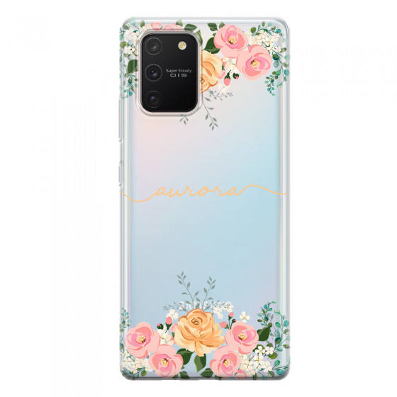 SAMSUNG - Galaxy S10 Lite - Soft Clear Case - Gold Floral Handwritten