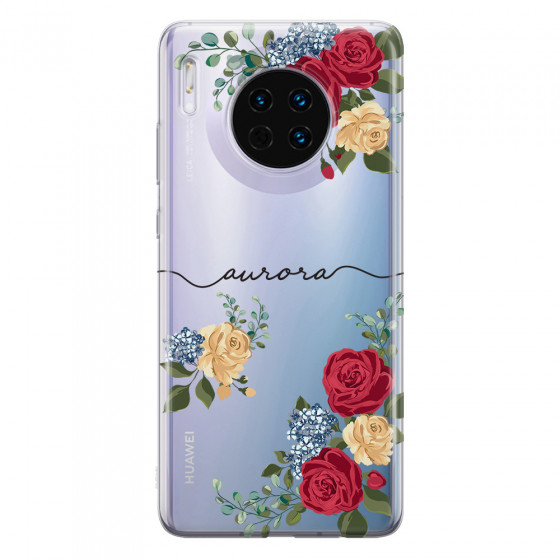 HUAWEI - Mate 30 - Soft Clear Case - Red Floral Handwritten