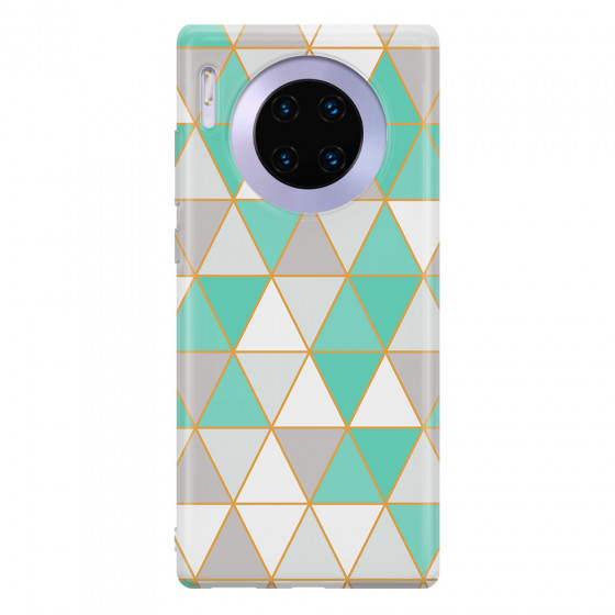 HUAWEI - Mate 30 Pro - Soft Clear Case - Green Triangle Pattern